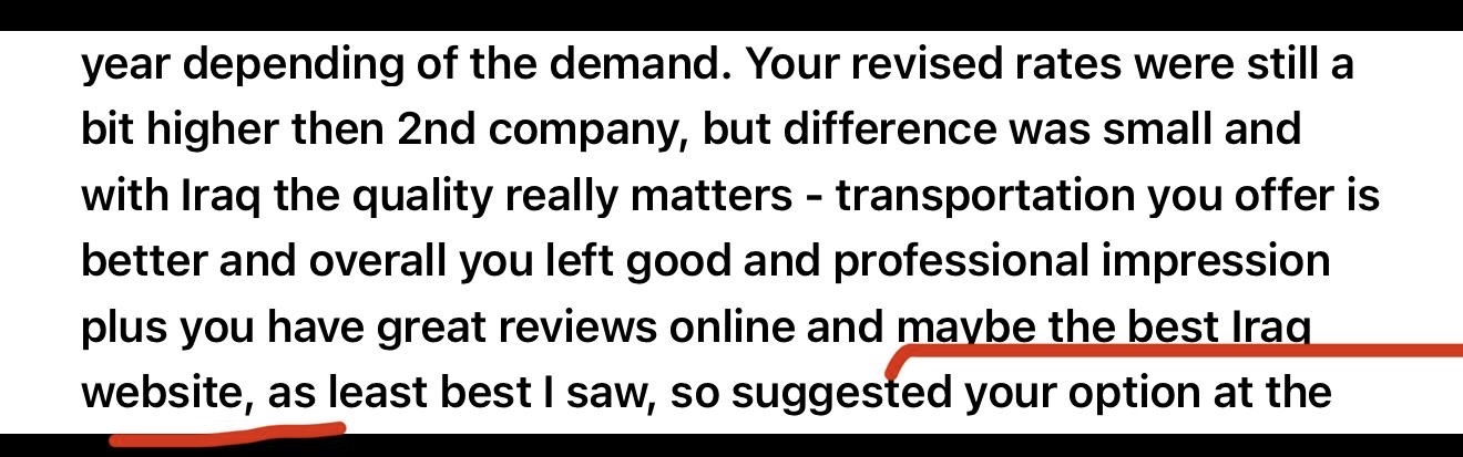 Happy WanderIraq client feedback